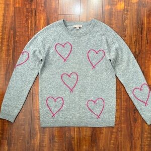 Philosophy cashmere Gray Sweater with Pink Heart Accents
